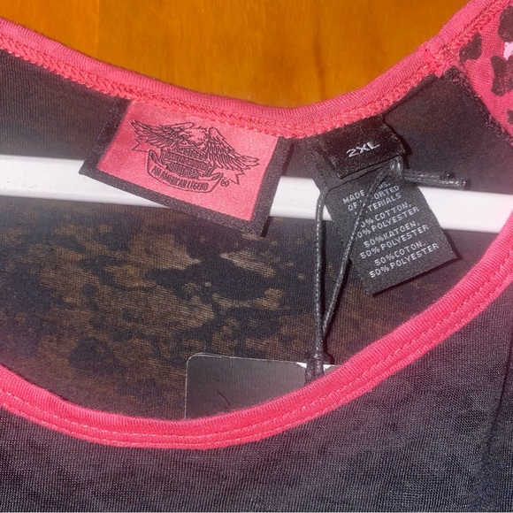 NWT Harley-Davidson Burnout Leopard Accent Tee plus size 2X breast cancer - Picture 5 of 9